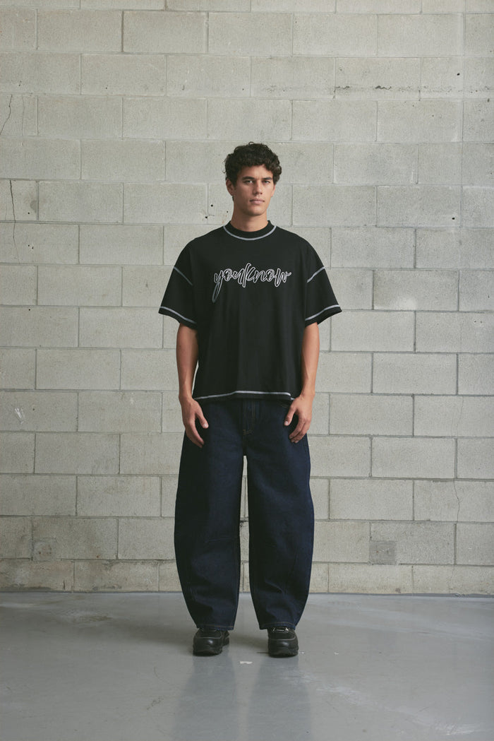 Contrast Stitch Tee | Black