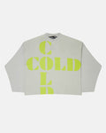 COOL COLD KNIT BEIGE - beige graphic print knit sweater, front view - Cold Culture