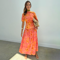 Coral Poppy Gracie Midi Dress