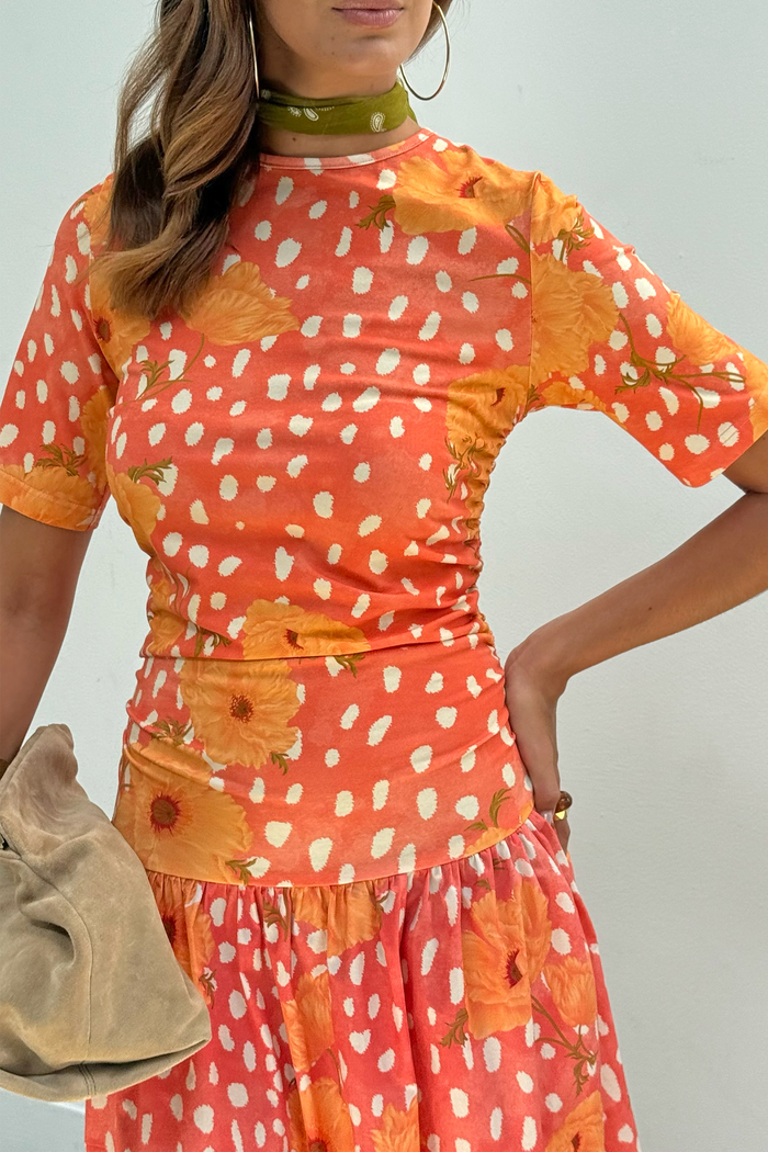 Coral Poppy Gracie Midi Dress