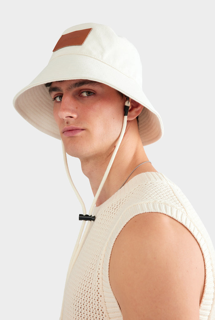 Cotton Canvas Bucket Hat - Ecru