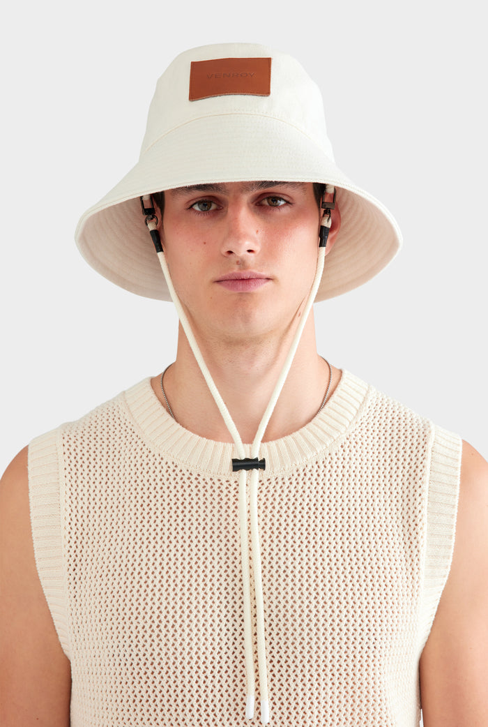 Cotton Canvas Bucket Hat - Ecru