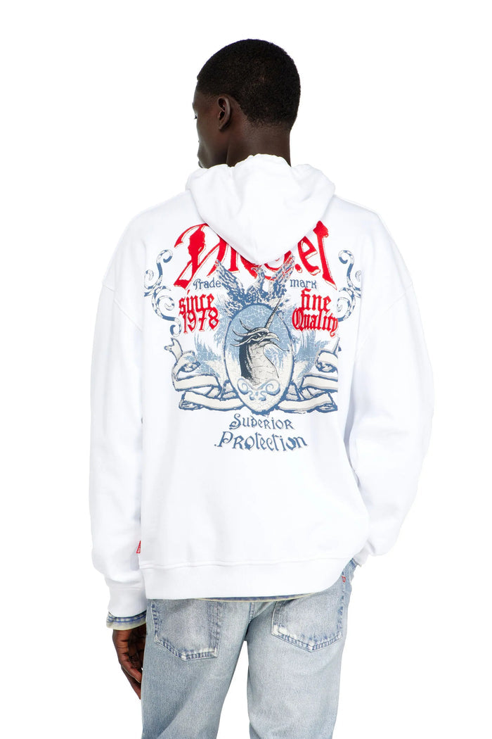 Cotton hoodie with flocked graphics