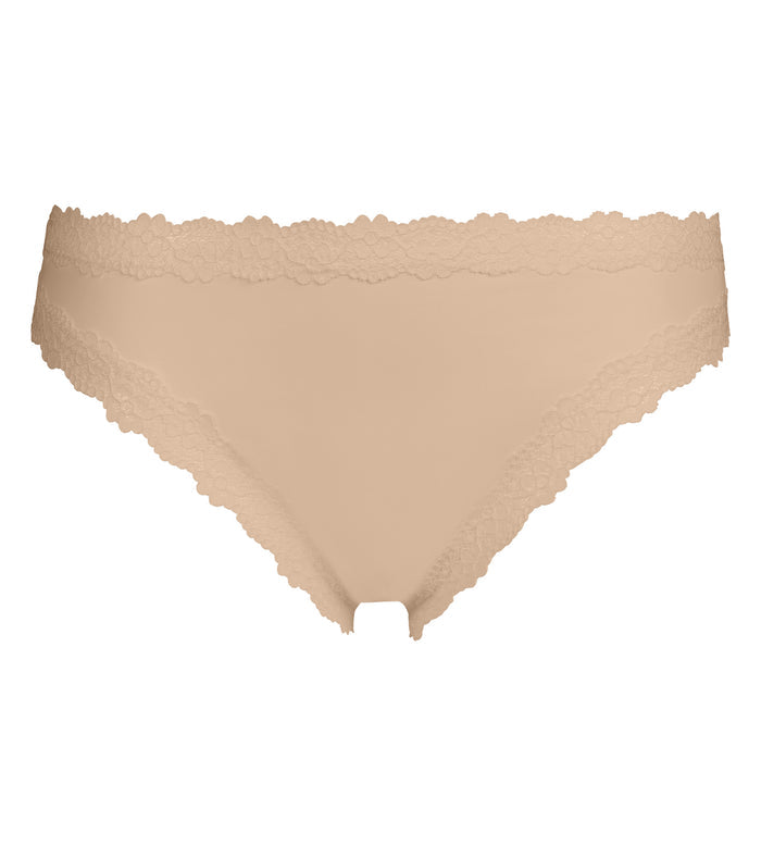 Culotte femme invisible en microfibre et dentelle Nude Dim