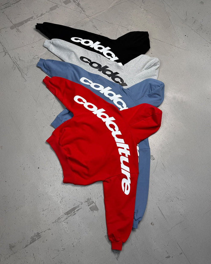 CURVED HOODIE BLACK AND WHITE - black oversized hoodie, flat lay with matching pieces - Cold Culture