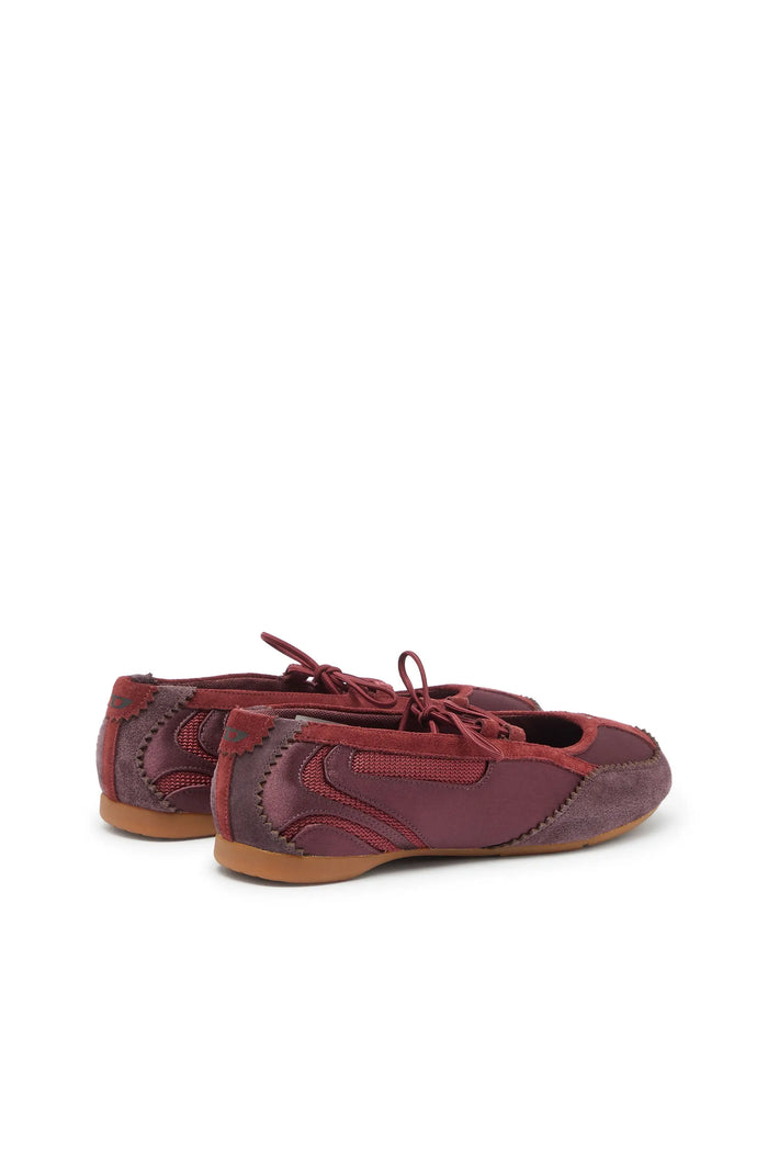 D-Mile - Lace-up ballerina flats in leather and mesh