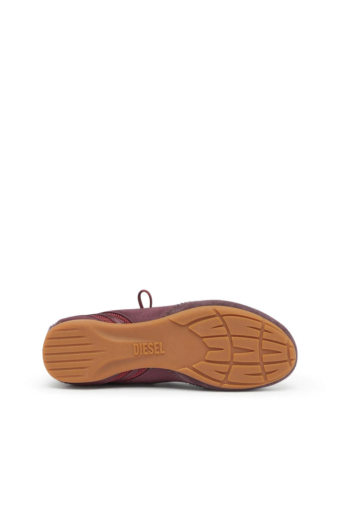 D-Mile - Lace-up ballerina flats in leather and mesh