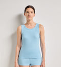 Débardeur femme jersey côtelé fin bleu satin Dim x Ines de la Fressange