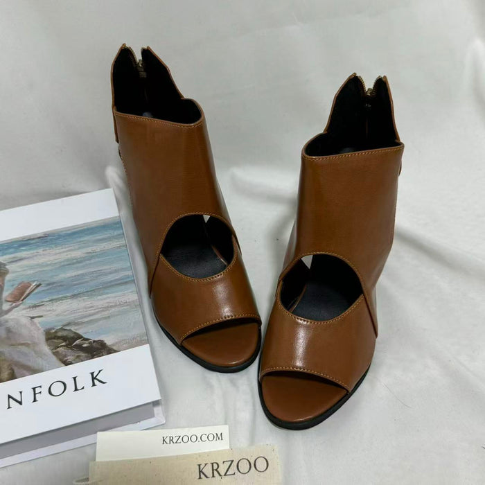 Deep-Cut Cutout Flats & Sandals