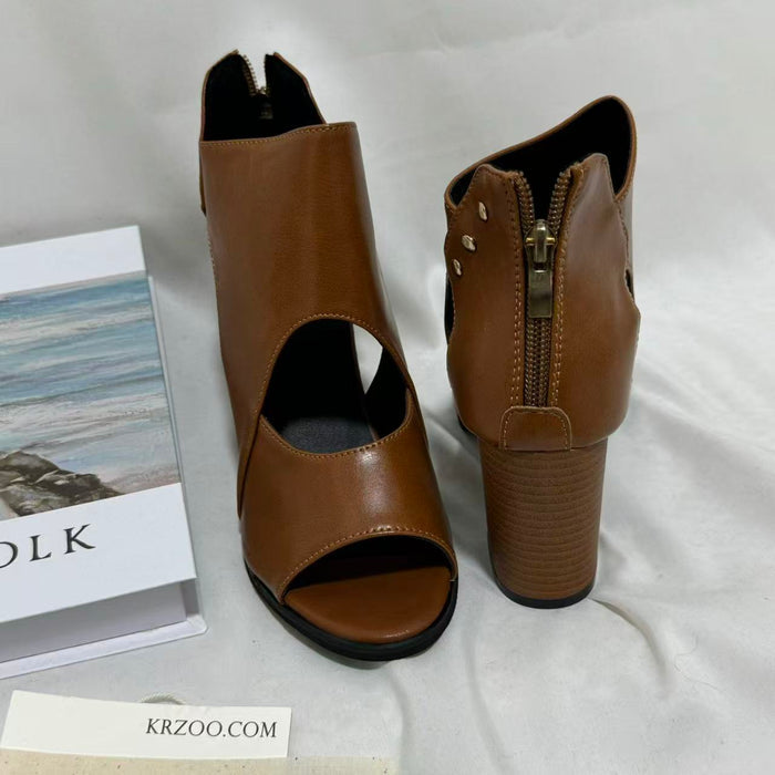 Deep-Cut Cutout Flats & Sandals