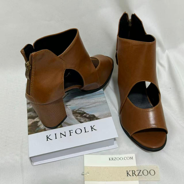Deep-Cut Cutout Flats & Sandals