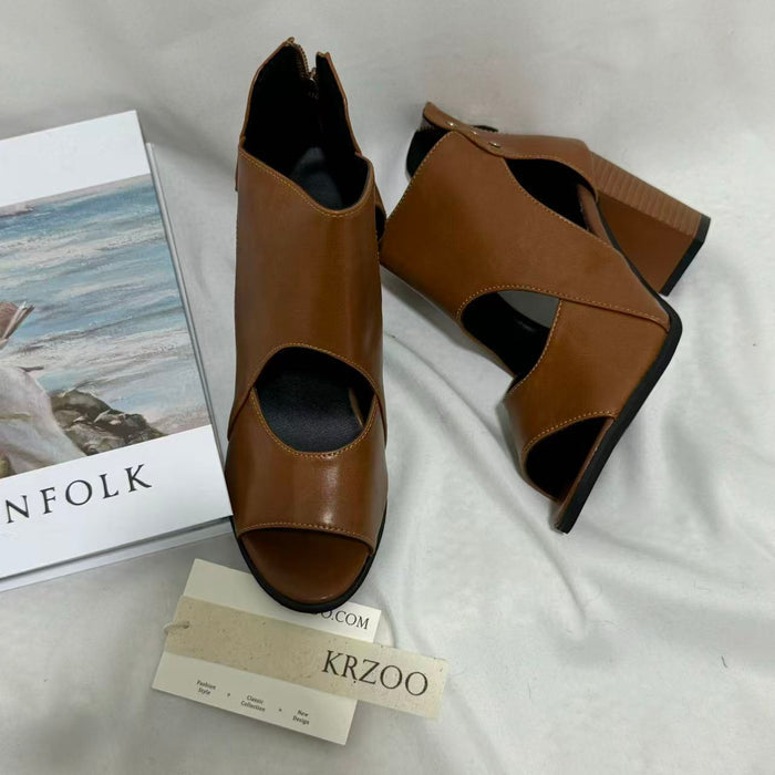 Deep-Cut Cutout Flats & Sandals