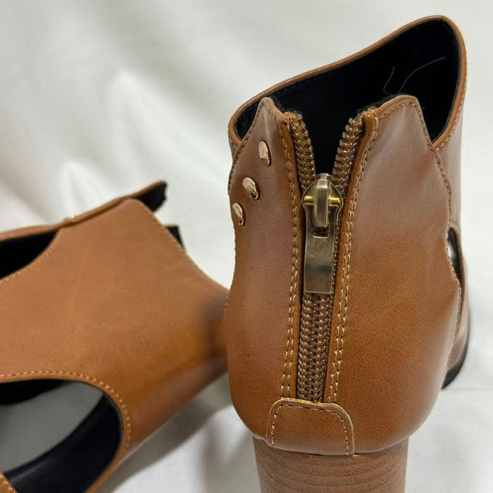 Deep-Cut Cutout Flats & Sandals