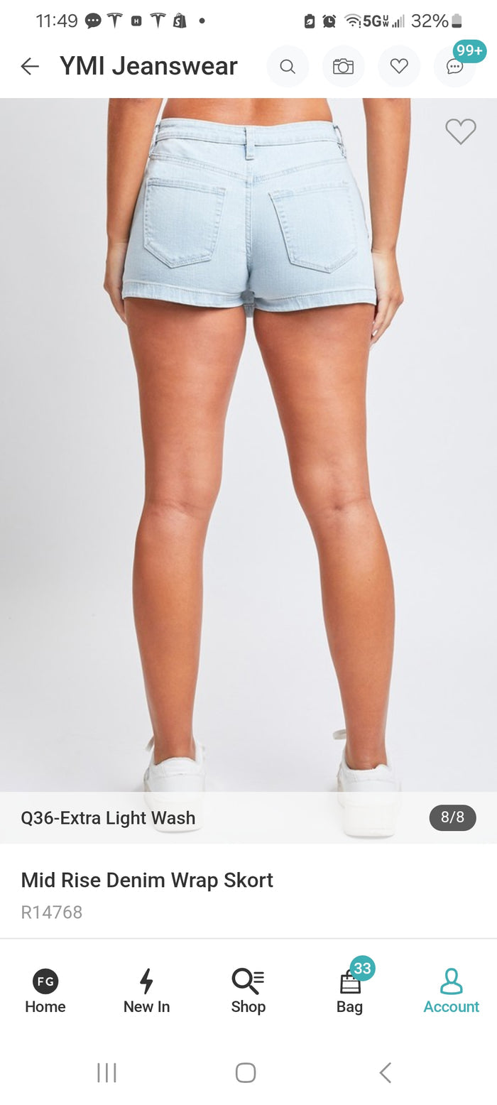 Denim Wrap Skort (Light Denim)