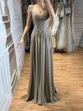 Elegant Caramel Beaded Chiffon A Line Sweetheart Evening Dress LA73698 SERENE HILL