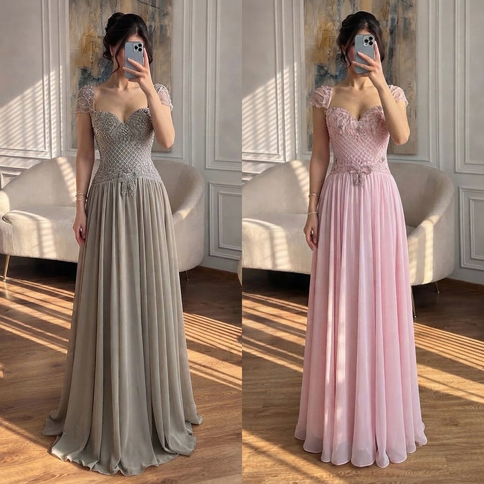 Elegant Caramel Beaded Chiffon A Line Sweetheart Evening Dress LA73698 SERENE HILL