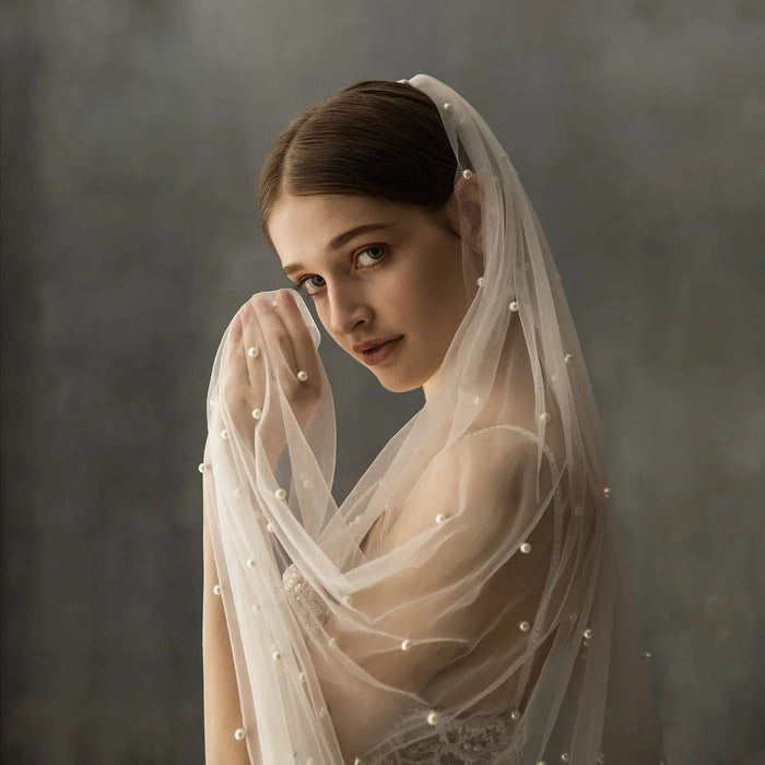 Vintage Floral Lace Mantilla Bridal Veil Long Cathedral Length 90.55 Inches Lace Trim Wedding Veil for Bride BV001（副本） SHEER FAIRY