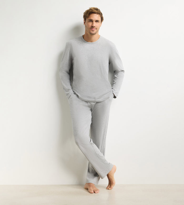 Ensemble pyjama pantalon homme gris mélange Dim Jersey