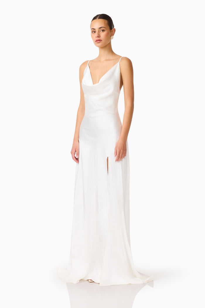 Erielle Cowl Neck Gown White - Dress - Elliatt