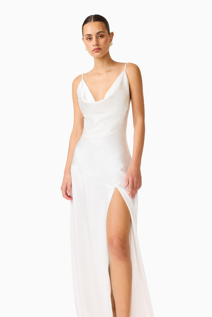 Erielle Cowl Neck Gown White - Dress - Elliatt