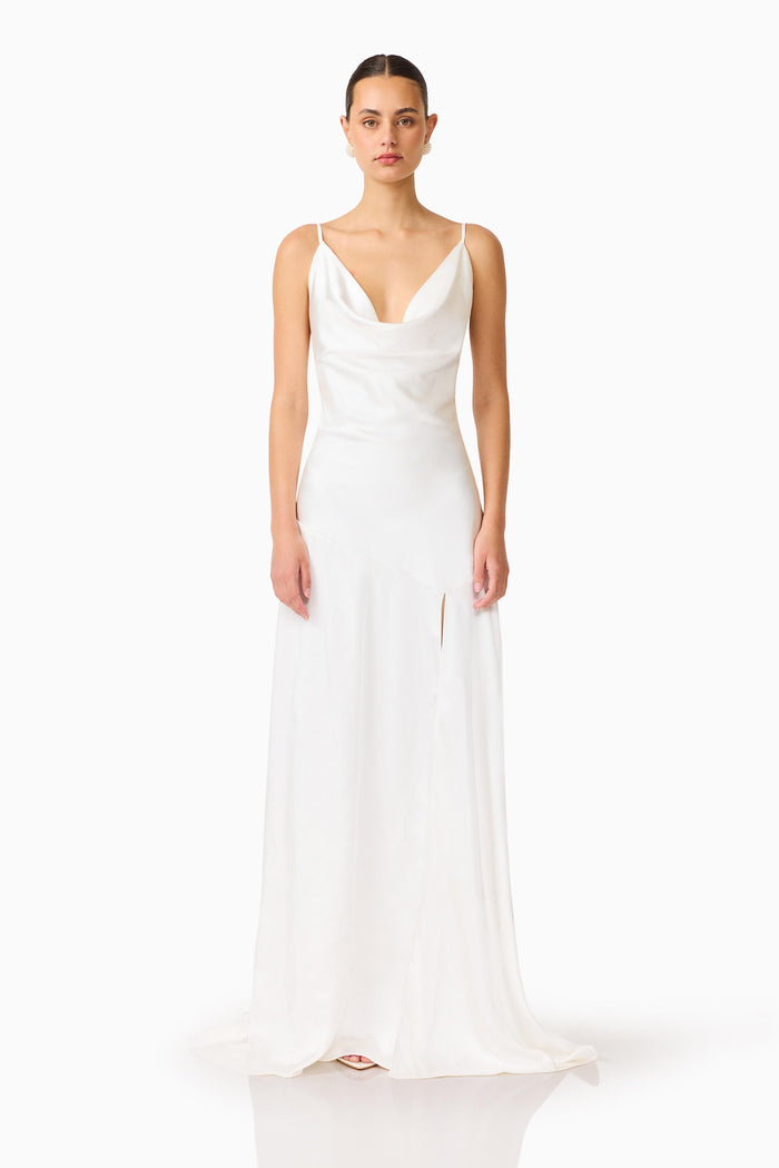 Erielle Cowl Neck Gown White - Dress - Elliatt