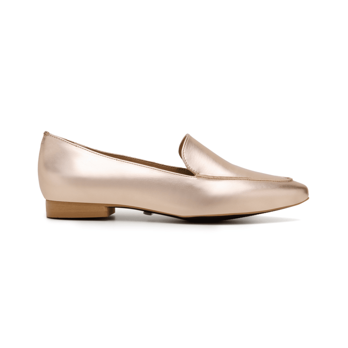'Erin' vegan slipper flat by Zette Shoes - metallic apricot