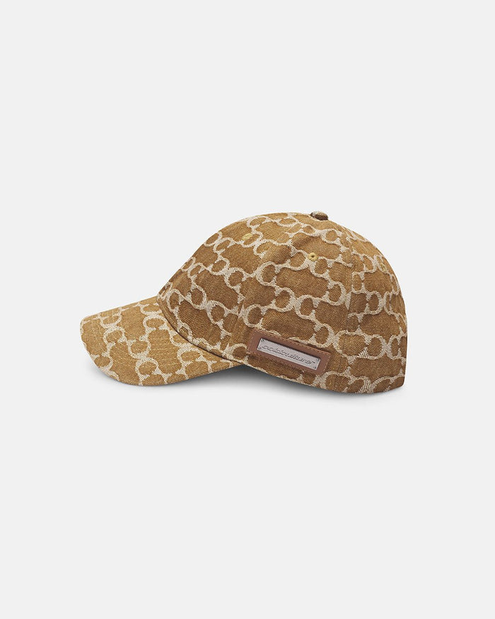 FEVER CAP BROWN - brown monogram cap, side view - Cold Culture