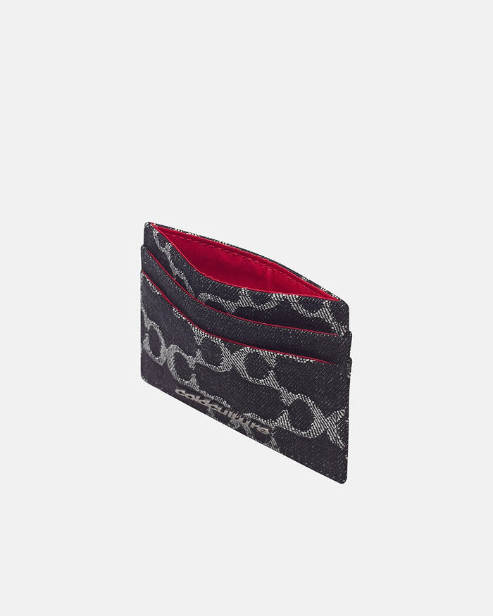 FEVER CARD HOLDER  BLACK - black monogram wallet, detail close-up - Cold Culture