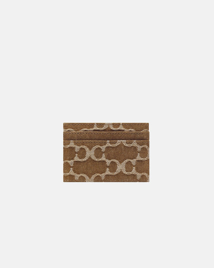 FEVER CARD HOLDER BROWN - brown monogram card holder, back view - Cold Culture
