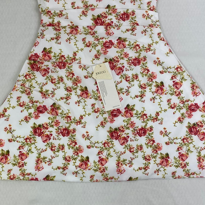 Floral print fitted off-the-shoulder strapless dress