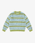 Fluffy Knit Crew Sweater | Blue Stripe