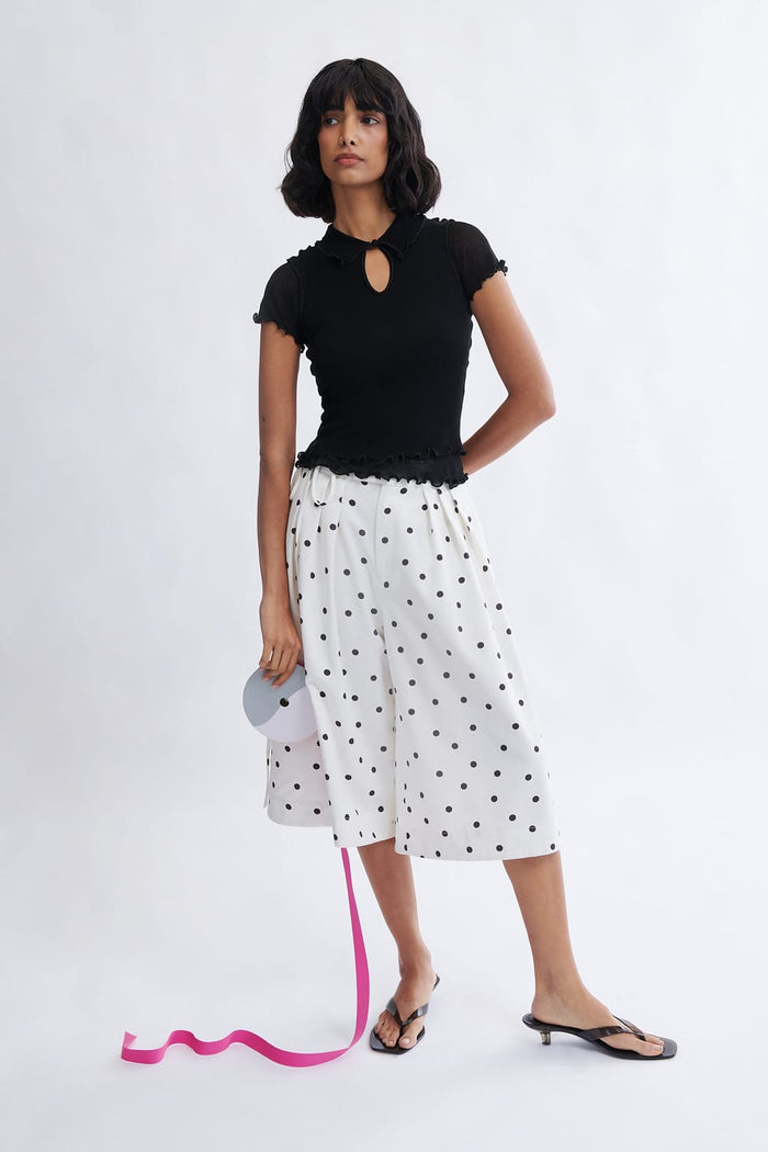 Eliza Faulkner Designs Inc. Frances Polka Dot Short In Cookies and Cream
