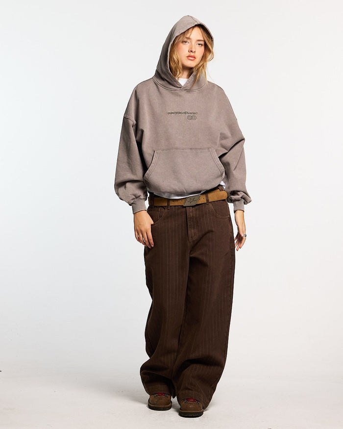 FROM COLD TO THE STARS HOODIE GREY - washed grey hoodie, front view on female model - Cold Culture #woman