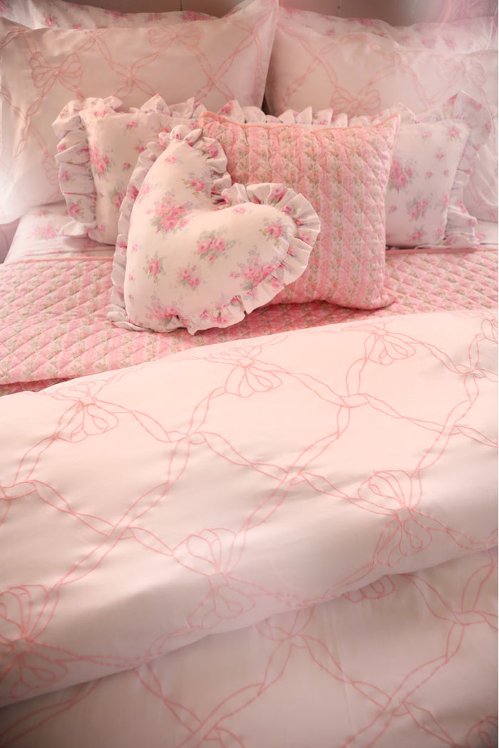 Garden Bow Embroidered Bow Duvet Cover + Sham Set