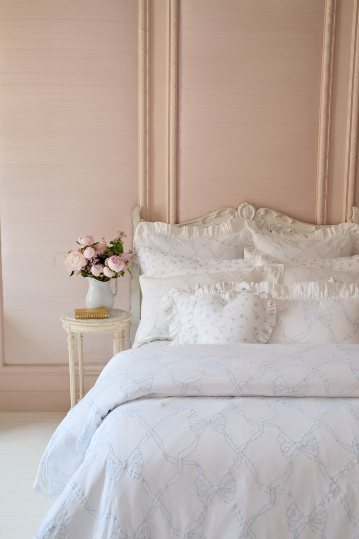 Garden Bow Embroidered Bow Duvet Cover + Sham Set