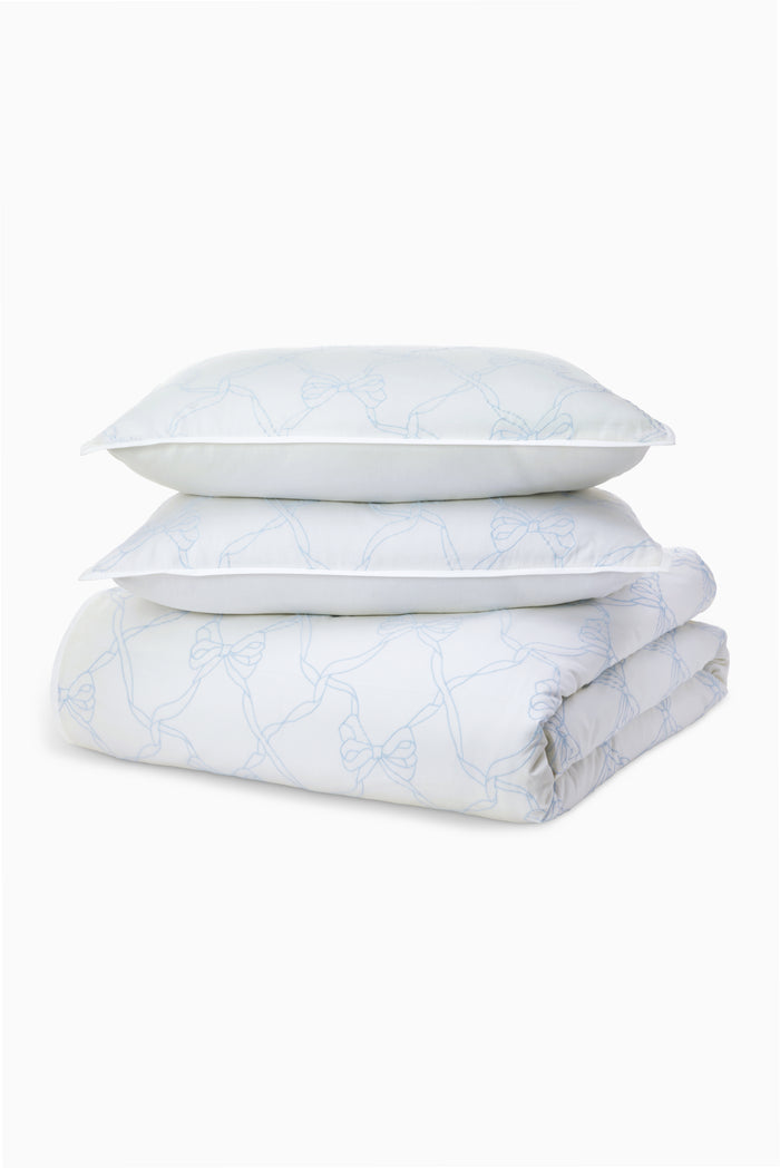 Garden Bow Embroidered Bow Duvet Cover + Sham Set