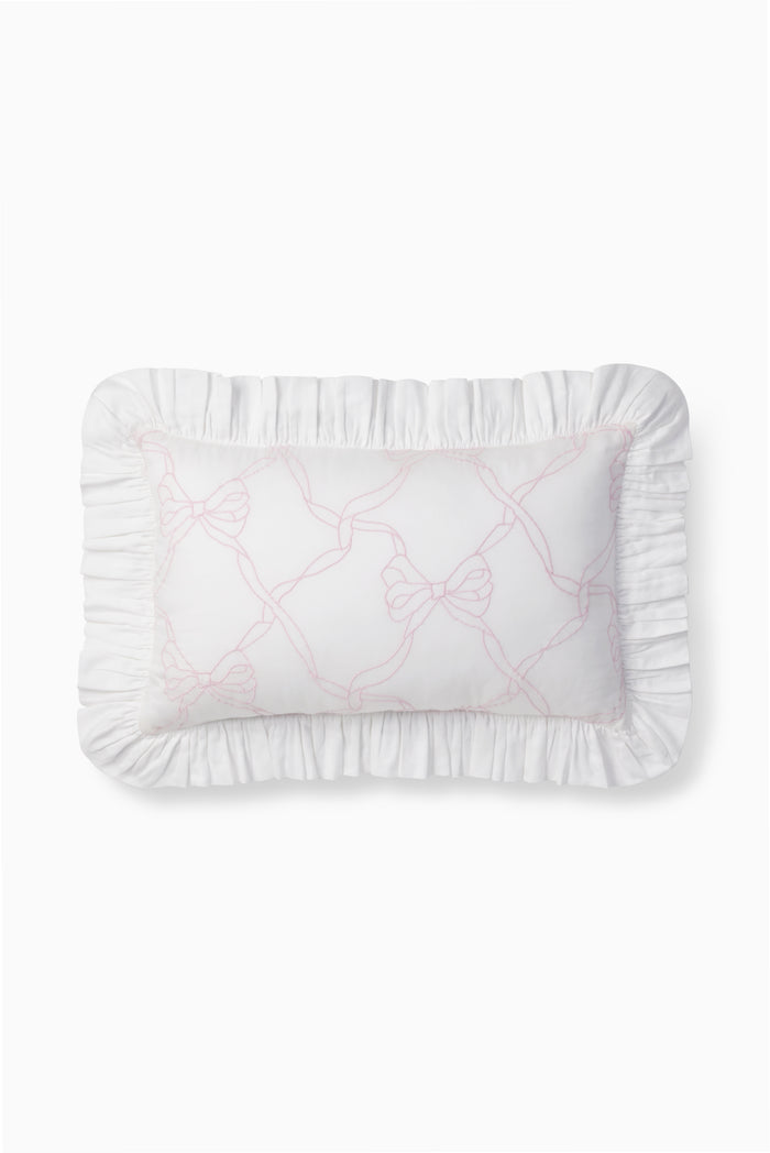 Garden Bow Ruffle Throw Pillow - ROSEWATER
