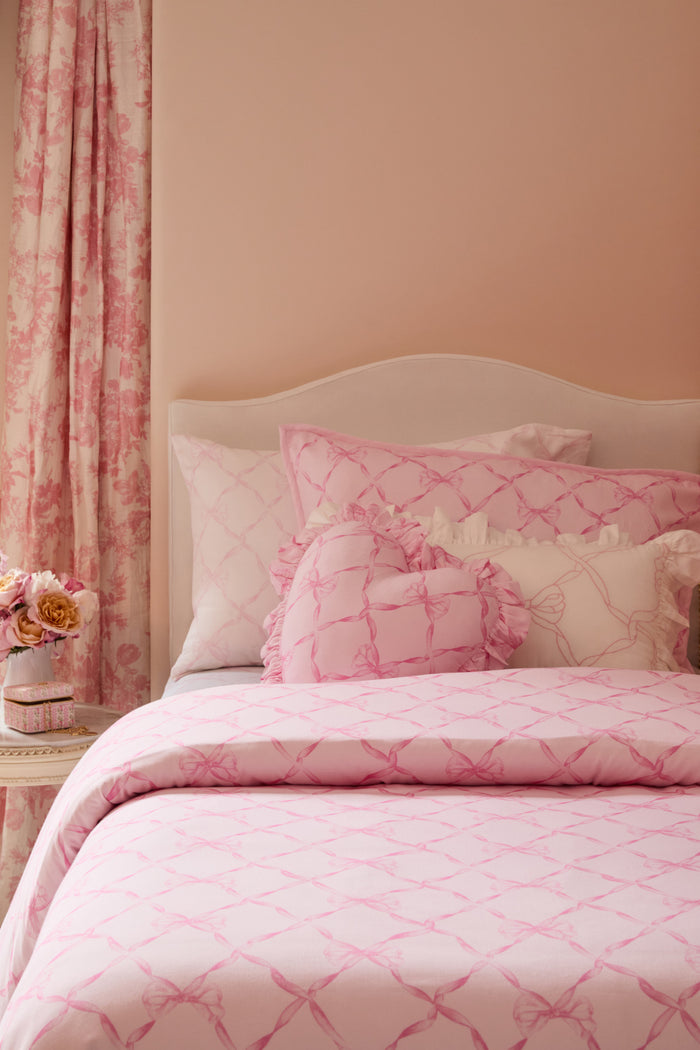 Garden Bow Ruffle Throw Pillow