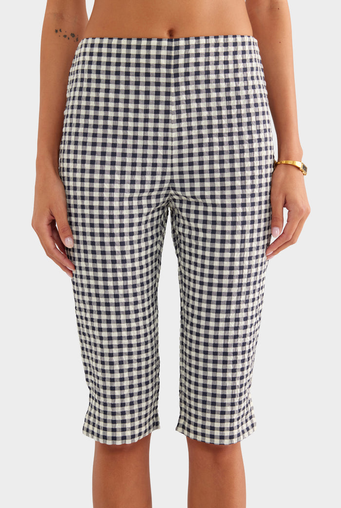 Gingham Capri Pant - Navy/Cream Gingham - XS