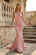 Glamorous Blush Pink Open Back Mermaid Prom Dress with Crisscross Straps SH853 Sheer Fairy