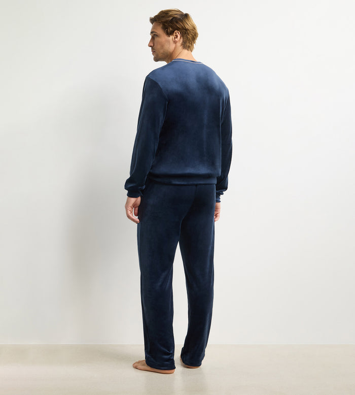 Haut homme manches longues col rond bleu marine Dim Chenille