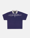 HEAT GYM POLO NAVY - navy zip polo shirt, front view - Cold Culture