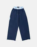 HIDE AND SEEK SWEATPANTS NAVY - navy double waistband sweatpants, front view - Cold Culture