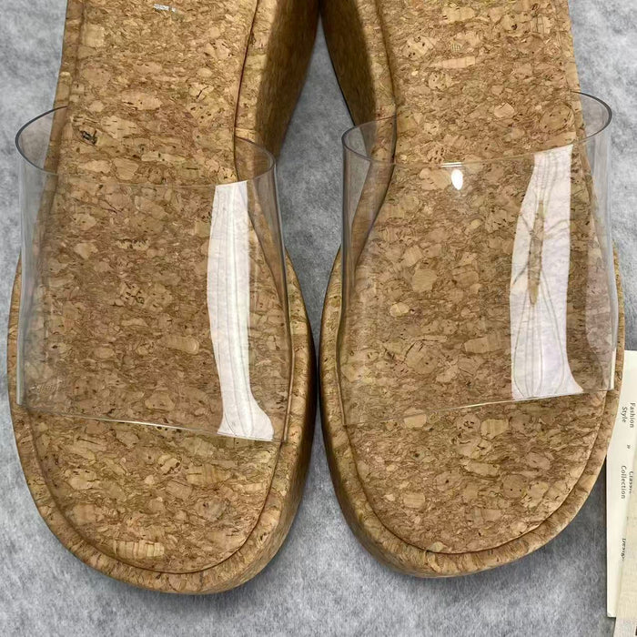 High-heeled wedge transparent flip-flops