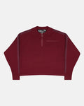 HIGHWAY QUARTER ZIP KNIT BURGUNDY - burgundy quarter-zip knit sweater, front view - Cold Culture