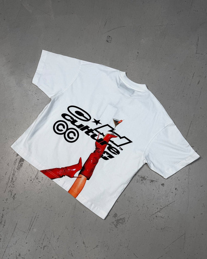I SWEAR ITS WATER TEE WHITE - white graphic print tee, flat lay - Cold Culture
