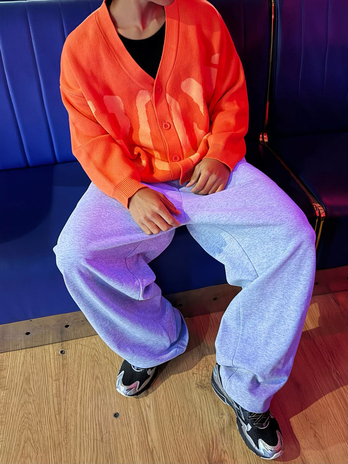 Jacquard Knit Cardigan | Orange