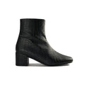 Jacqui black vegan crocodile leather ankle boots