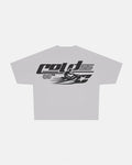JET SKI TEE LIGHT GREY - light grey graphic print tee, back view - Cold Culture