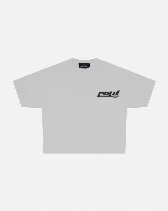JET SKI TEE LIGHT GREY - light grey graphic print tee, front view - Cold Culture